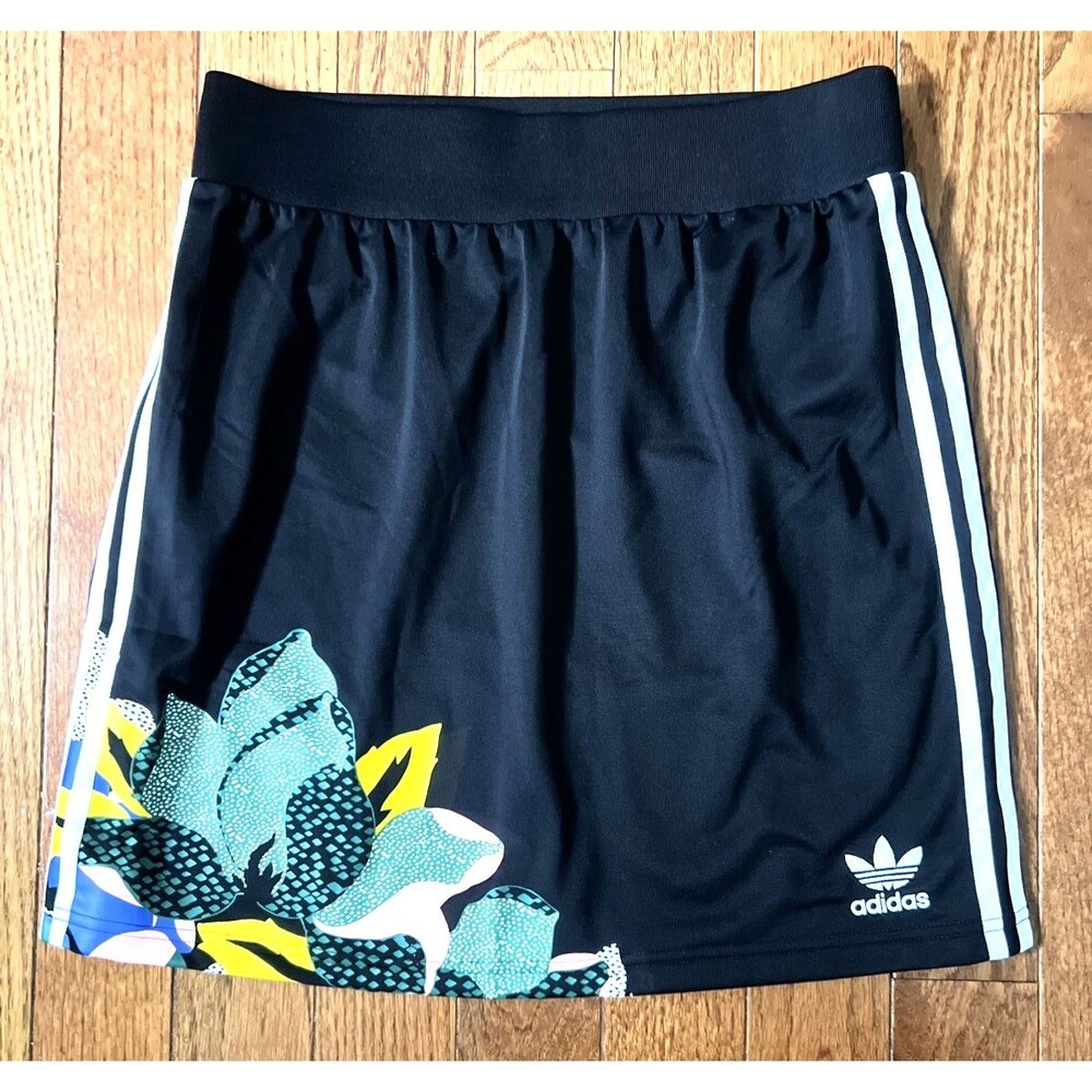 Adidas Originals Floral Medium Y2K Black Tennis Skirt Athleisure Streetwear